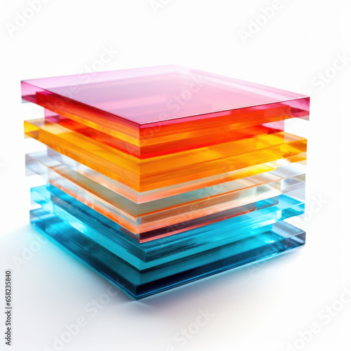 light through Stack of different colors Cast Acrylic Sheet.