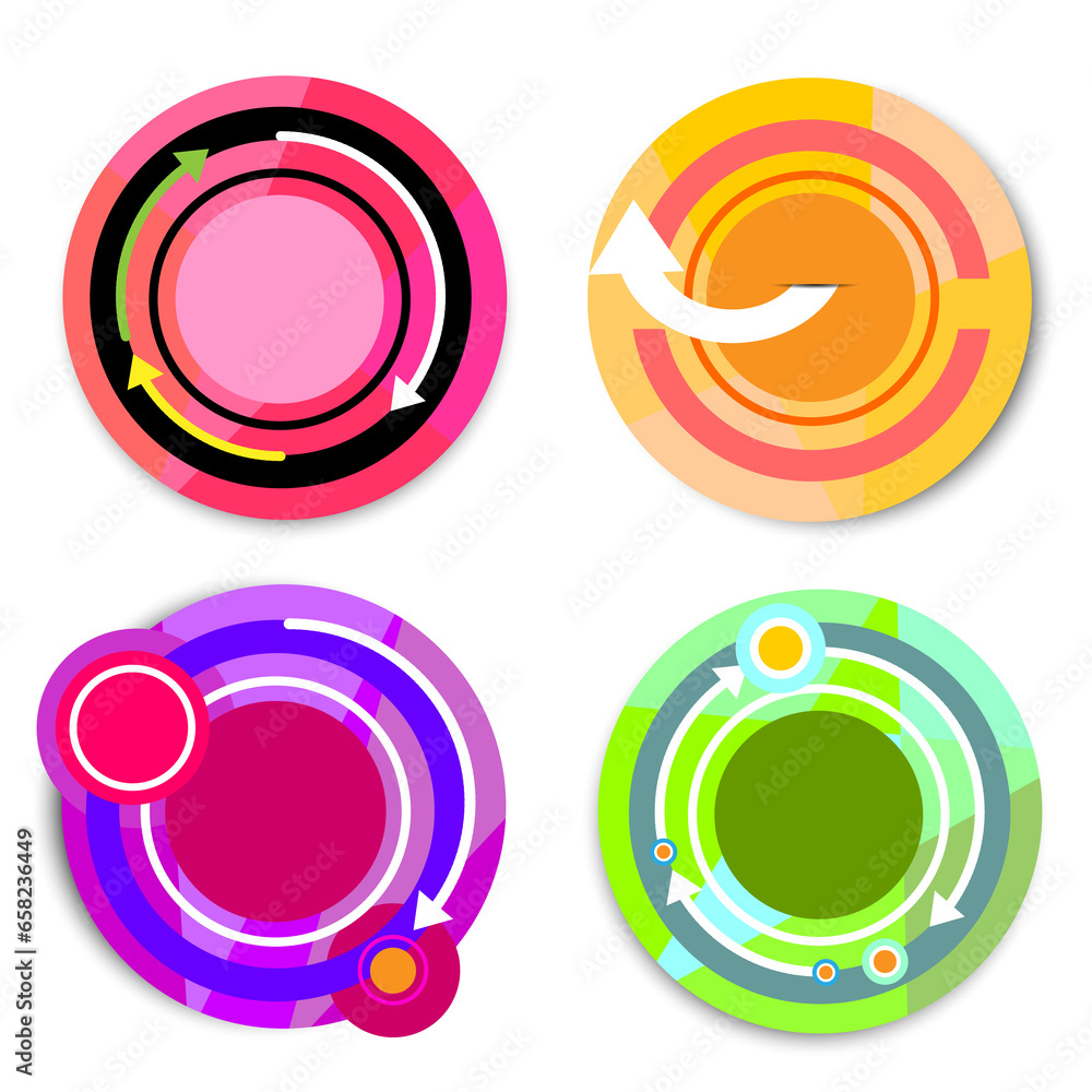Set of bright colored circle banners Set of bright colored circle banners