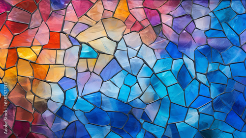 Beautifully colored stained glass made of translucent polygons