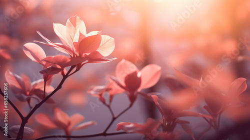 Romantic background with pink leaves
