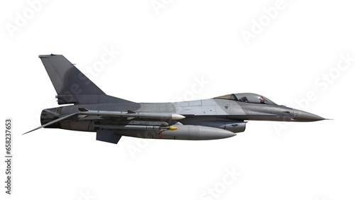 military jet fighter f-16 on transparent background