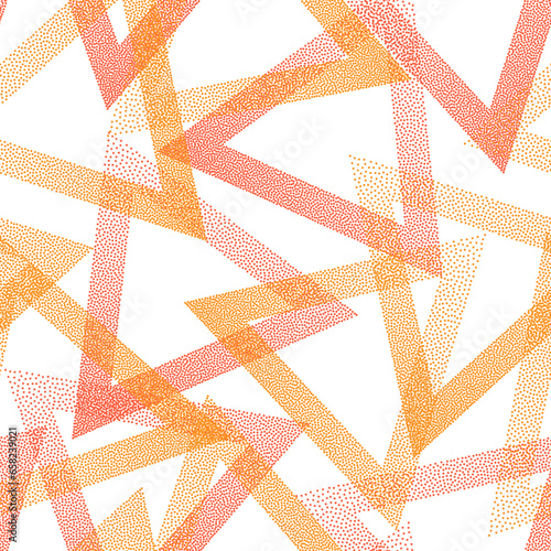 Geometric dotwork triangles vector seamless pattern design.