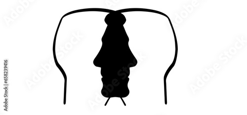 Cartoon face profile line pattern, two owerlap outline silhouette heads. Relationships, interpersonal communication, therapy abstract. People face icon or sign. Human heads symbol.