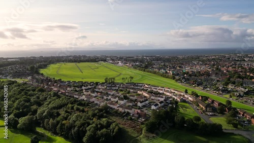 Drone aerial view of Ayr in Scotland