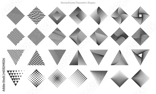 Set of Monochrome Geometric Shapes. Vector Abstract Illustration.