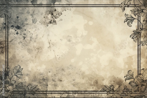 vintage grunge background featuring scratches grit and grain effects and borders flower border old fashion style photo