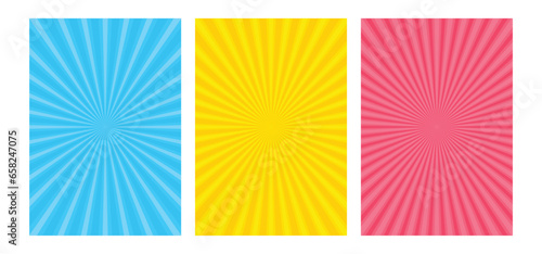 Abstract sunburst rays banner set with colorful background. Vintage sunburst. Vector illustrations © BhandariProductions