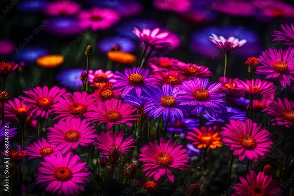 Fototapeta premium Deef, emotion place, peace, garden, small tiny, different kind flowers, pinky flower - AI Generative