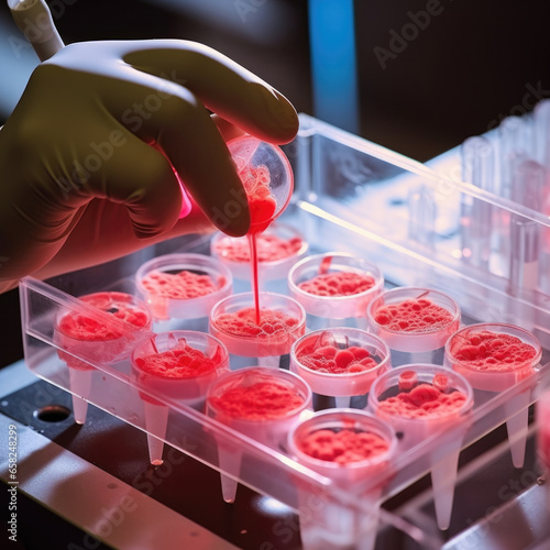 Scientists or Health care researcher holding test tube and analyzing data DNA gene transfer and gene therapy disease treatment and prevention in scientific chemical laboratory.Concept photo