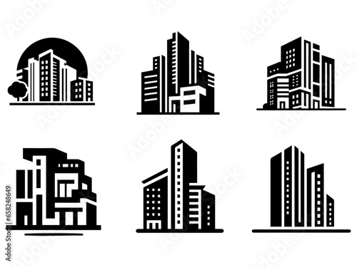 Building Logo concept vector illustration black color  a set of group logo pack