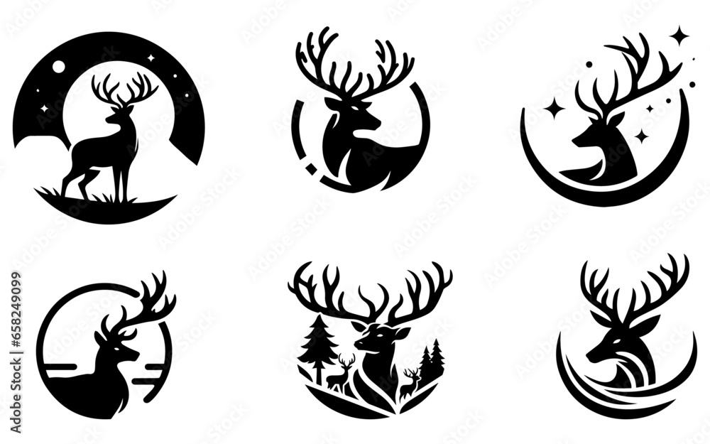 Deer Logo concept vector illustration black color pack 