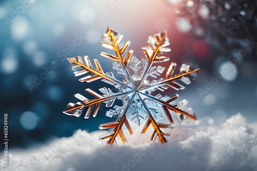 christmas snowflake on the snow