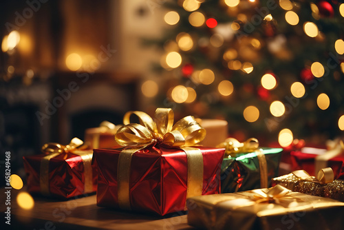 christmas tree with gift boxes
