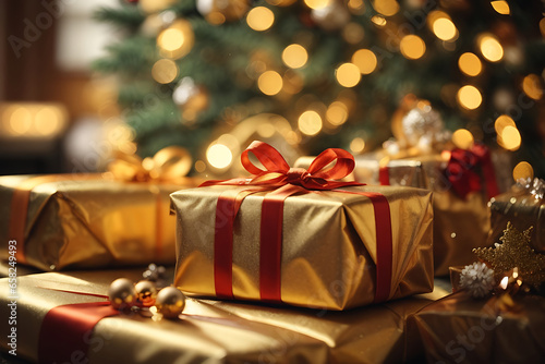 christmas golden gift box