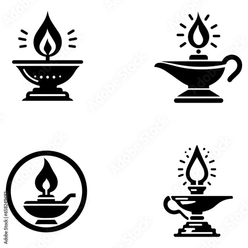 Oil lamp vector silhouette illustration black color