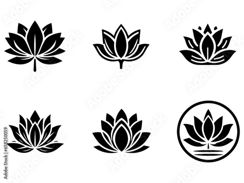 Lotus Icon vector illustration black color a group of set
