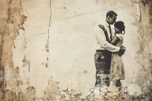 Vintage Background Wallpaper Template Featuring a Couple: Romantic Nostalgia