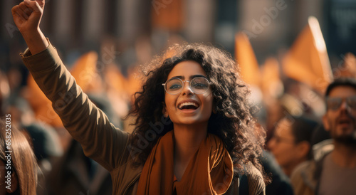 Happy african american protester raising fist. Human rights. Activism concept. © AllistairBot/Peopleimages - AI