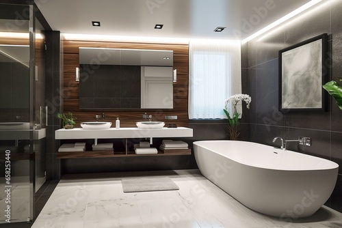Contemporary bathroom design with modern decor. Generative AI