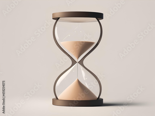 Hourglass with sand on neutral background - minimalistic -AI generated