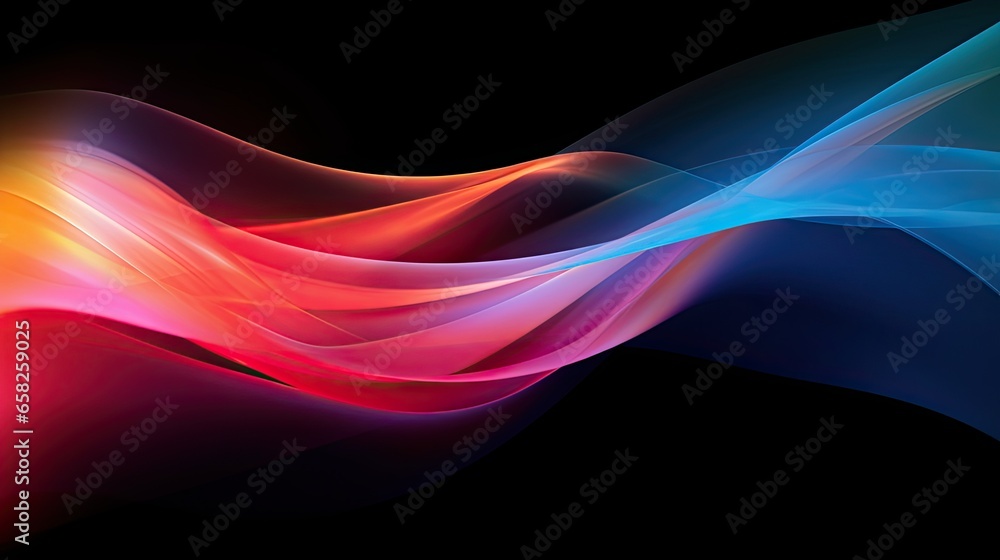 Abstract Colorful Swoosh On Black Background, Generative AI Illustration Abstract Colorful Swoosh On Black Background, Generative AI Illustration