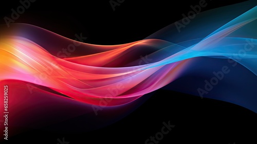 Abstract Colorful Swoosh On Black Background, Generative AI Illustration