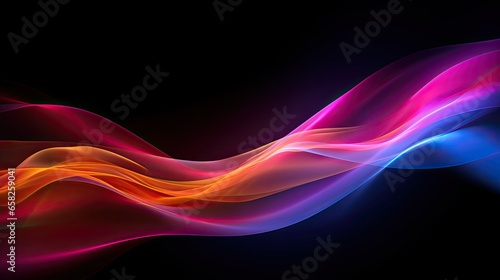 Abstract Colorful Swoosh On Black Background  Generative AI Illustration