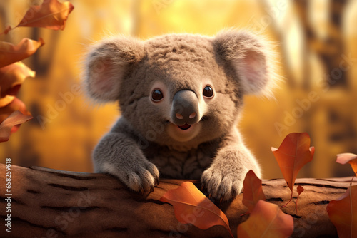 cute koala animal in autumn