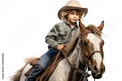 Young Cow Boy wearing his hat. Generative Ai