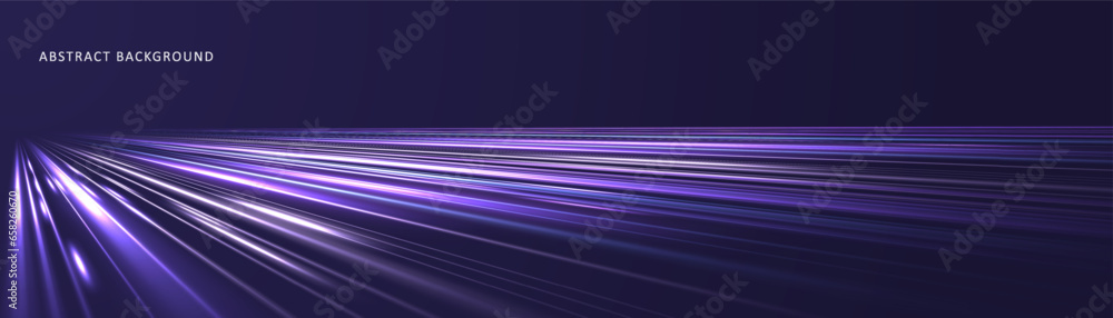 Neon rays vector abstract background. Futuristic technological style. Abstract background with speed lines. Vector illustration. Futuristic. The light lines of the road are blue. - obrazy, fototapety, plakaty 