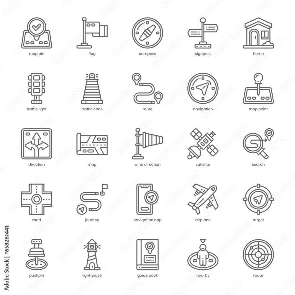 Navigation icon pack for your website design, logo, app, and user interface. Navigation icon outline design. Vector graphics illustration and editable stroke. Navigation icon pack for your website design, logo, app, and user interface. Navigation icon outline design. Vector graphics illustration and editable stroke.
