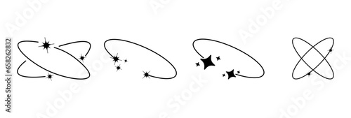 Set Y2k geometric shapes, minimalist frames with stars.Modern minimalist aesthetic line elements. Retro design element for social media or poster