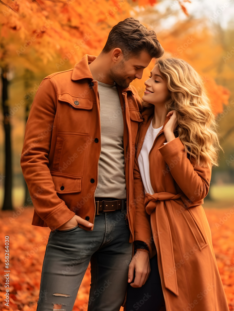 Fototapeta premium Couple in park in autumn/fall