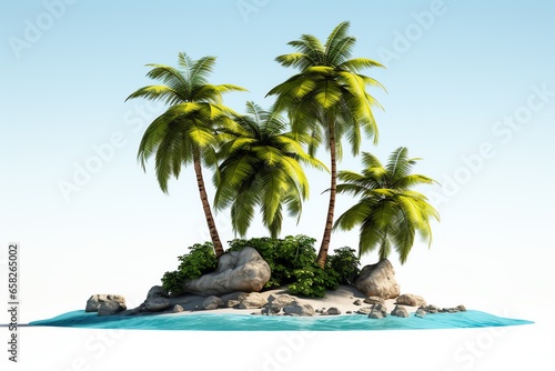 Coconut island isolated on white background © CrispCut Studio