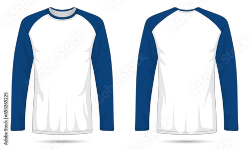 Raglan long sleeve t-shirt mockup front and back view