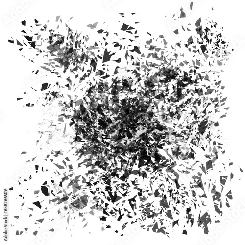 Pieces of destructed Shattered glass. Royalty high-quality free stock PNG image of broken glass with sharp pieces. Break glass white and black overlay grunge texture abstract on transparent background