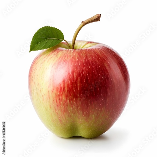 Single apple against a pristine white background 