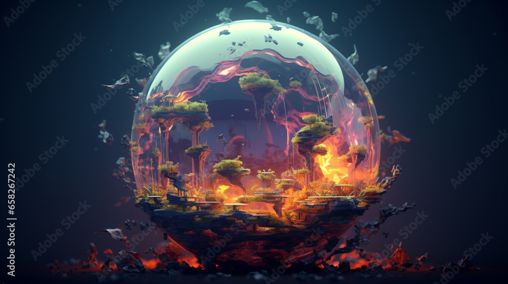 3d technological future planet ball 3d technological future planet ball