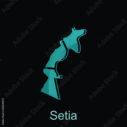 Map City of Setia illustration design with outline on Black background, design template suitable for your company