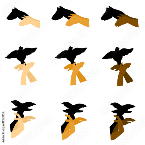set of silhouettes of caps