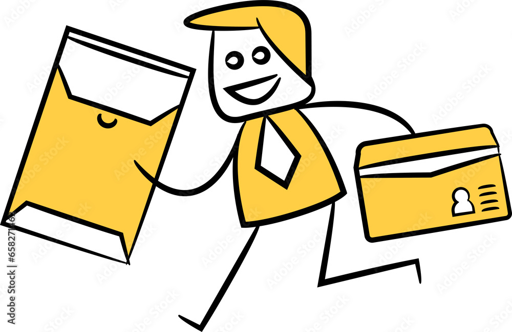 Doodle Businessman Sending Mails Illustration

