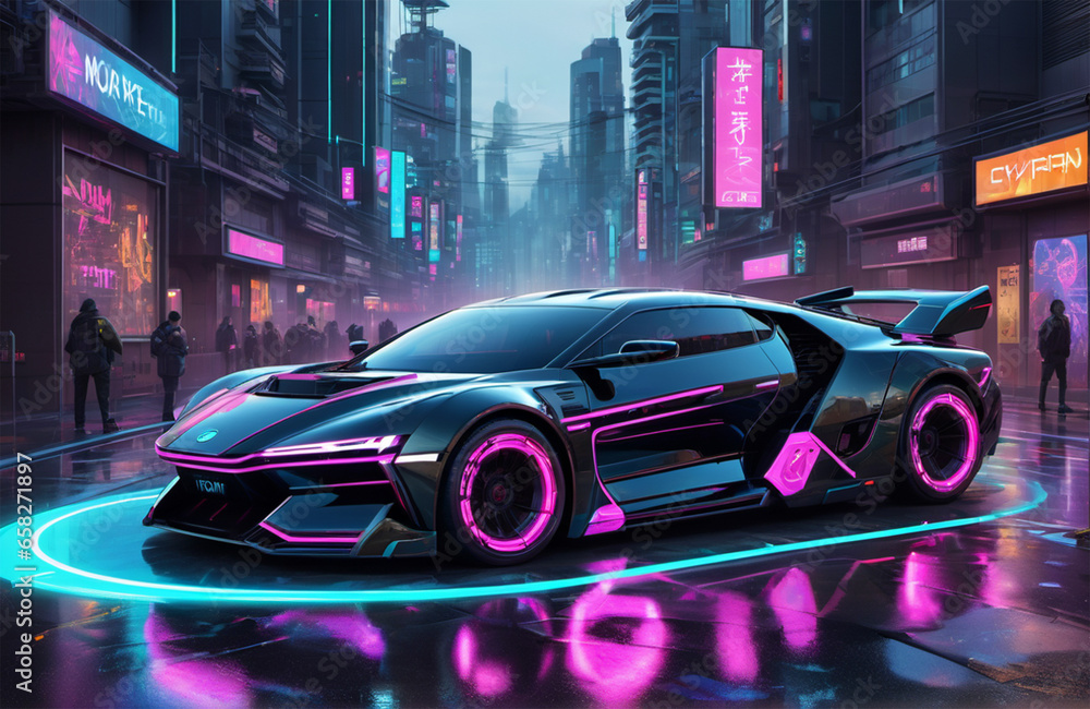 Fototapeta premium cars on the street generative ai