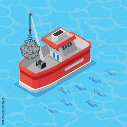Mariculture Industry Isometric Background