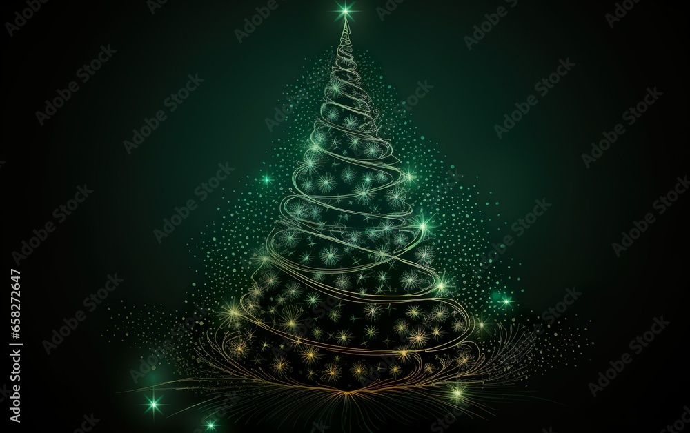 Magic Christmas tree background. AI, Generative AI Magic Christmas tree background. AI, Generative AI