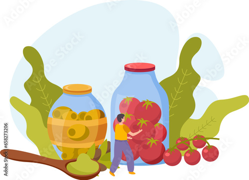 Canned Food Flat Composition