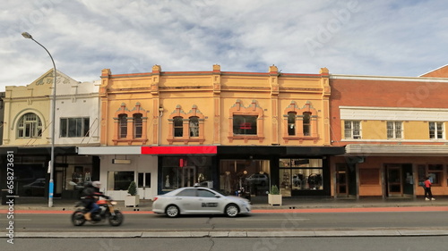 Photography Facades of old Victorian commercial terraces and Art Deco building, Oxford Street, Paddington