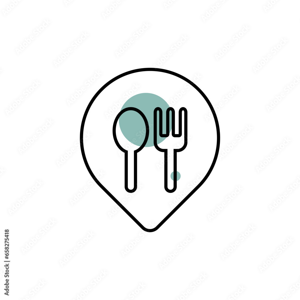 Restaurant map pointer with spoon and fork icon
Restaurant map pointer with spoon and fork icon