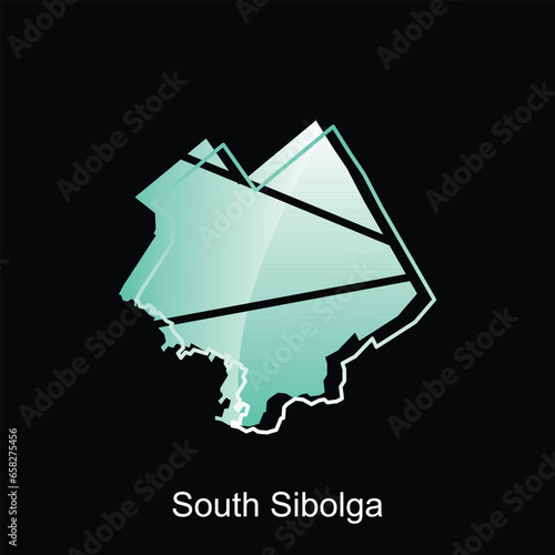 Map City of South Sibolga illustration design with outline on Black background, design template suitable for your company photo