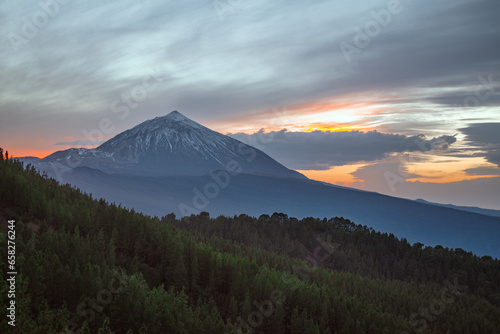 sunset over the mountain Teide in Tenerife