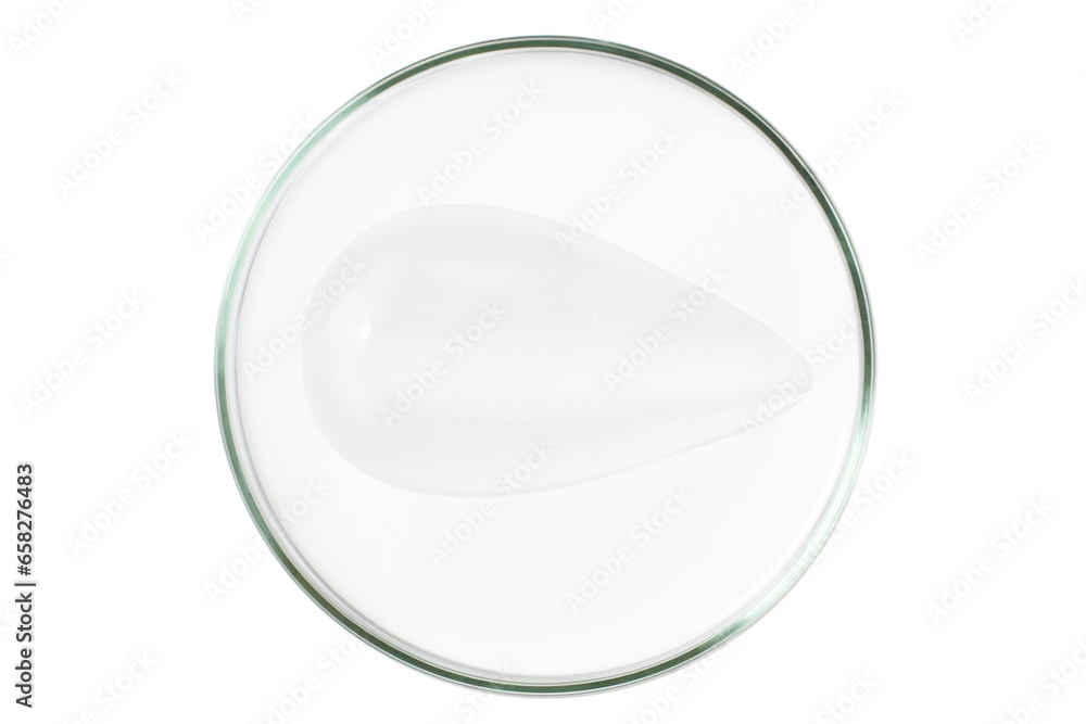 Petri dish isolated on empty background. A smear of cosmetic cream in a Petri dish. Petri dish isolated on empty background. A smear of cosmetic cream in a Petri dish.